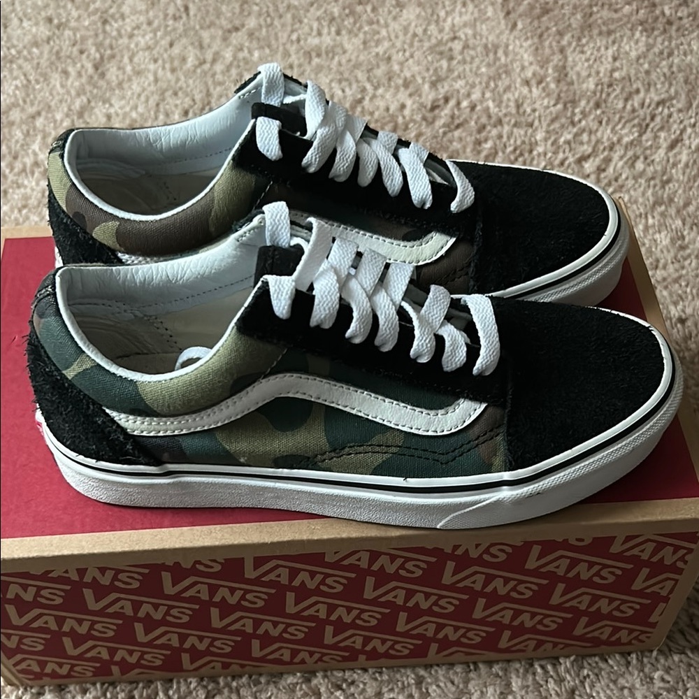 Vans Camo and Black Sneakers